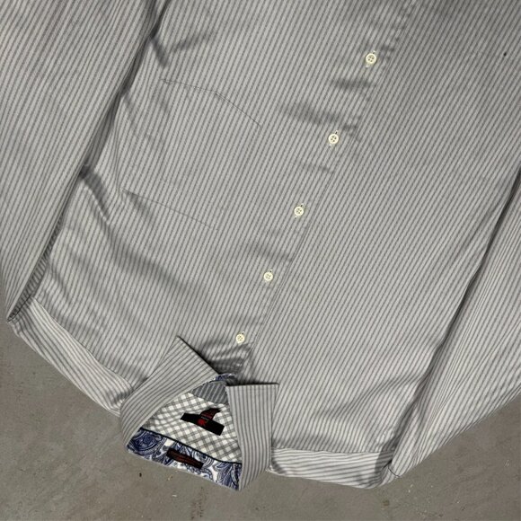 Egara Dress Shirt Non-Iron Slim Fit Long Sleeve Paisley Cuffs Striped 3XLT - Picture 3 of 7